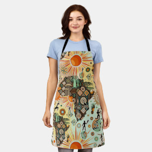 Africa Map Decorative Tribal Elements Pattern Apron