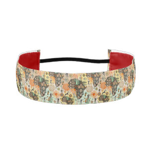 Africa Map Decorative Tribal Elements Pattern Athletic Headband