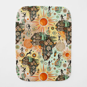 Africa Map Decorative Tribal Elements Pattern Baby Burp Cloth