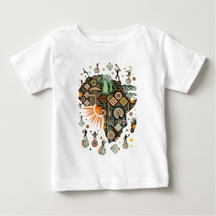Africa Map Decorative Tribal Elements Pattern Baby T-Shirt