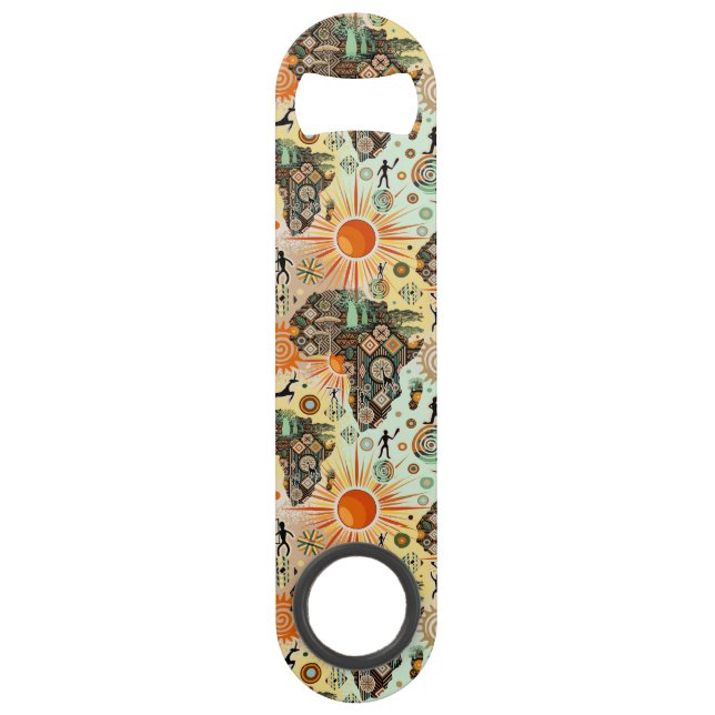 Africa Map Decorative Tribal Elements Pattern Bar Key (Front)