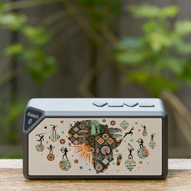 Africa Map Decorative Tribal Elements Pattern Bluetooth Speaker (Insitu(Outdoor))
