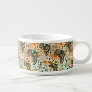 Africa Map Decorative Tribal Elements Pattern Bowl