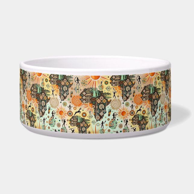 Africa Map Decorative Tribal Elements Pattern Bowl (Front)
