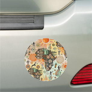 Africa Map Decorative Tribal Elements Pattern Car Magnet