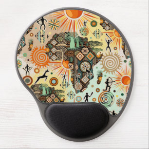 Africa Map Decorative Tribal Elements Pattern Gel Mouse Pad