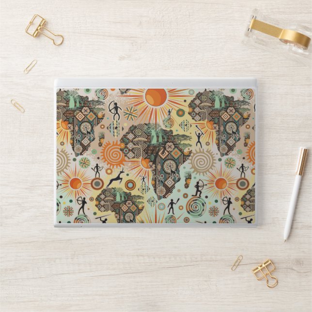 Africa Map Decorative Tribal Elements Pattern HP Laptop Skin (Desk)