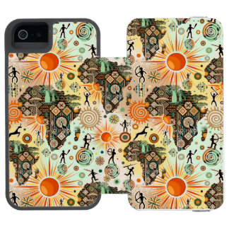Africa Map Decorative Tribal Elements Pattern iPhone SE/5/5s Wallet Case