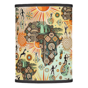 Africa Map Decorative Tribal Elements Pattern Lamp Shade