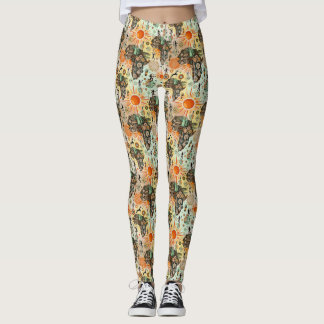 Africa Map Decorative Tribal Elements Pattern Leggings