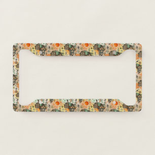 Africa Map Decorative Tribal Elements Pattern License Plate Frame