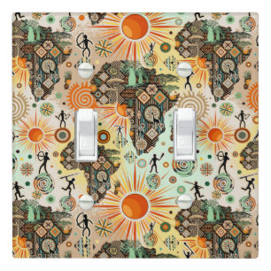 Africa Map Decorative Tribal Elements Pattern Light Switch Cover