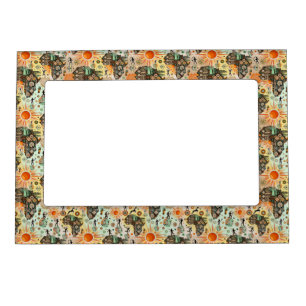 Africa Map Decorative Tribal Elements Pattern Magnetic Frame