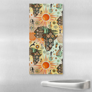 Africa Map Decorative Tribal Elements Pattern Magnetic Notepad
