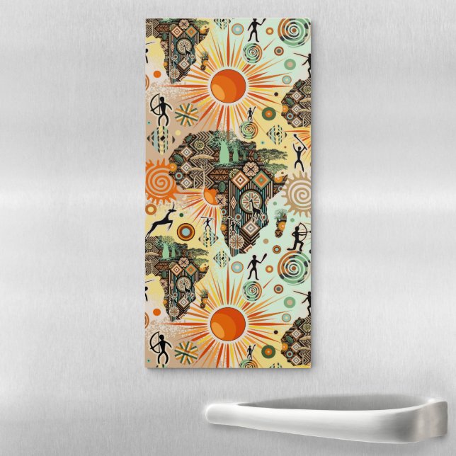 Africa Map Decorative Tribal Elements Pattern Magnetic Notepad (In Situ)