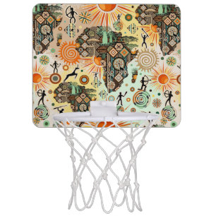 Africa Map Decorative Tribal Elements Pattern Mini Basketball Hoop