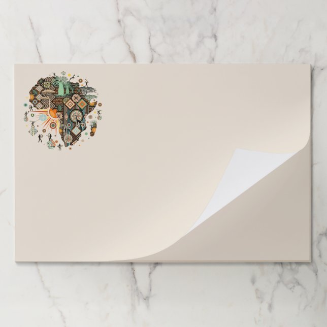 Africa Map Decorative Tribal Elements Pattern Paper Pad (Folded)