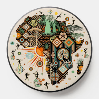 Africa Map Decorative Tribal Elements Pattern PopSocket