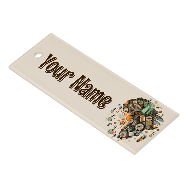 Africa Map Decorative Tribal Elements Pattern Ruler (Angled)