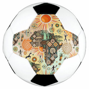 Africa Map Decorative Tribal Elements Pattern Soccer Ball