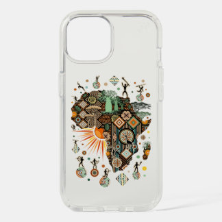 Africa Map Decorative Tribal Elements Pattern iPhone 15 Case