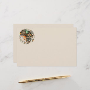 Africa Map Decorative Tribal Elements Pattern Stationery