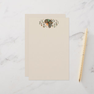Africa Map Decorative Tribal Elements Pattern Stationery