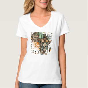 Africa Map Decorative Tribal Elements Pattern T-Shirt