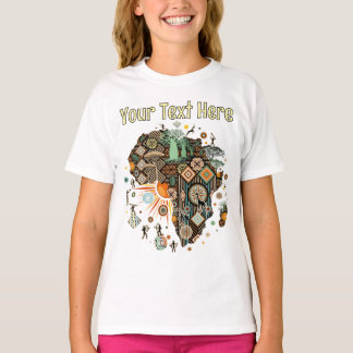 Africa Map Decorative Tribal Elements Pattern T-Shirt