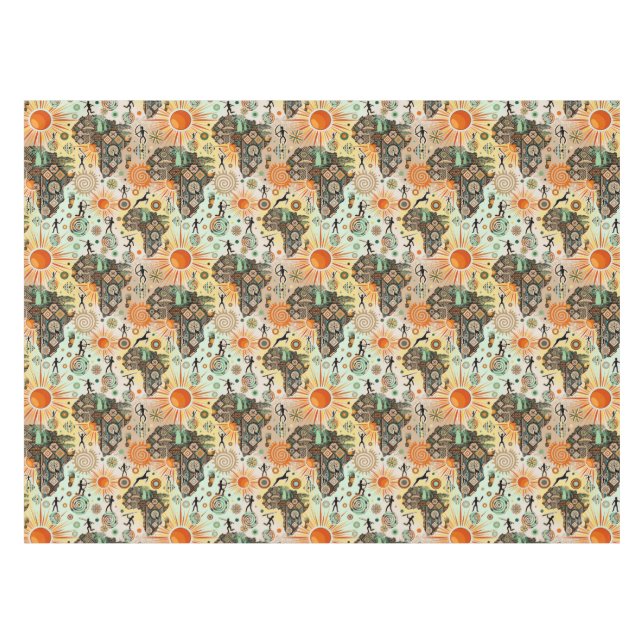 Africa Map Decorative Tribal Elements Pattern Tablecloth (Front (Horizontal))