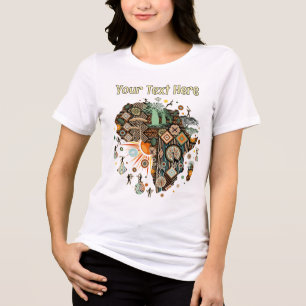 Africa Map Decorative Tribal Elements Pattern Tri-Blend Shirt