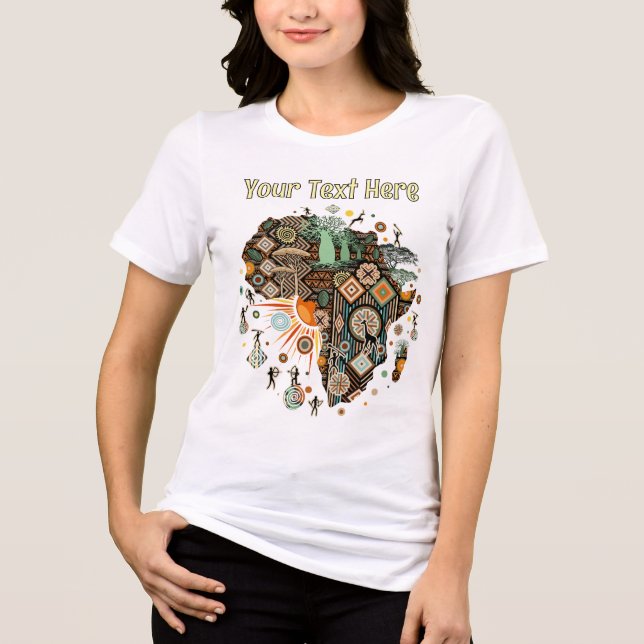 Africa Map Decorative Tribal Elements Pattern Tri-Blend Shirt (Front)