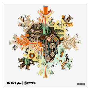 Africa Map Decorative Tribal Elements Pattern Wall Decal