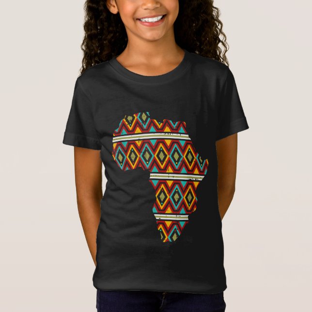 Africa Map Ethnic Dashiki Kente Cool African Ameri T-Shirt (Front)