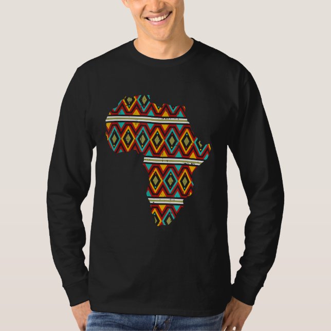 Africa Map Ethnic Dashiki Kente Cool African Ameri T-Shirt (Front)
