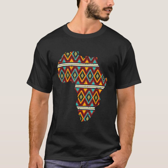 Africa Map Ethnic Dashiki Kente Cool African Ameri T-Shirt (Front)