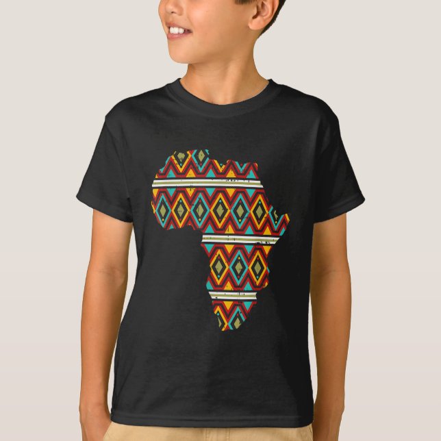 Africa Map Ethnic Dashiki Kente Cool African Ameri T-Shirt (Front)