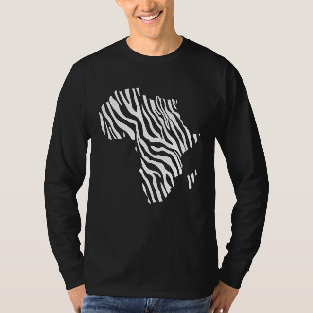 Africa Map Filled With Zebra White Stripes Print P T-Shirt (Front)