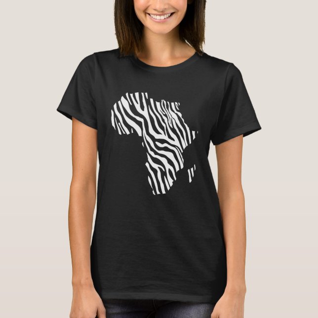 Africa Map Filled With Zebra White Stripes Print P T-Shirt (Front)
