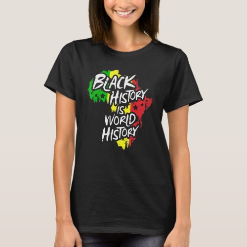Africa Map Flag Colors Black History World History T_Shirt