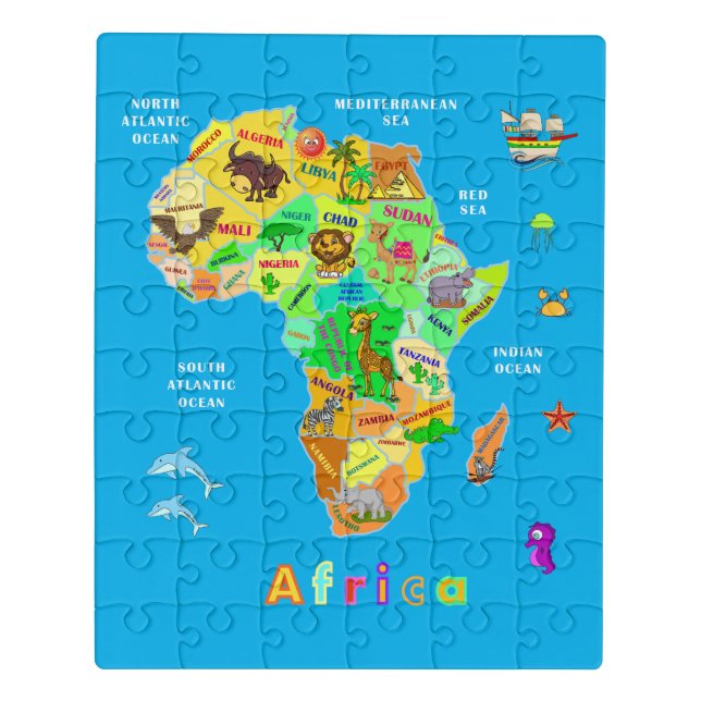 Africa Map for kids Jigsaw Puzzle (Puzzle Vertical)