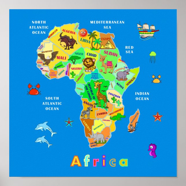 Africa Map for kids Poster (Front)