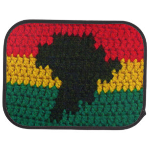 Africa Map Ghana Colors Artisan Crochet Print Car Floor Mat