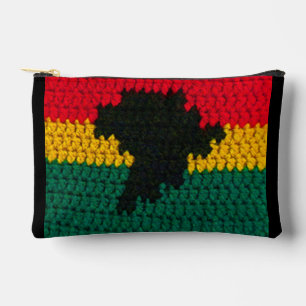 Africa Map Ghana Flag Colors Artisan Crochet Print Accessory Pouch