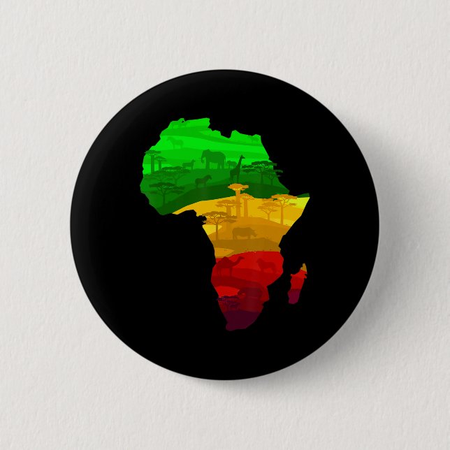 Africa Map Green Yellow Red Proud African Pride Ju Button (Front)
