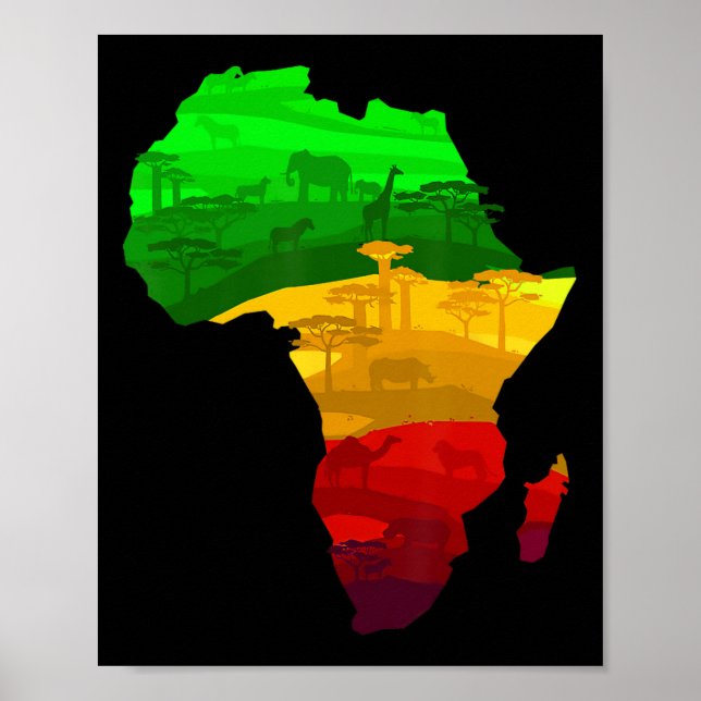 Africa Map Green Yellow Red Proud African Pride Ju Poster (Front)