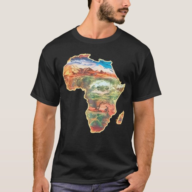 Africa Map Green Yellow Red Proud African Pride Ju T-Shirt (Front)