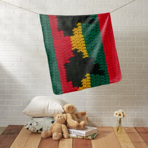 Africa Map Jamaican Colors Artisan Crochet Print  Swaddle Blanket