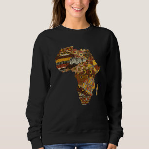 Africa Map Kente Cloth Black History Month Afro Af Sweatshirt