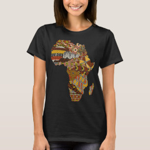 Africa Map Kente Cloth Black History Month Afro Af T-Shirt